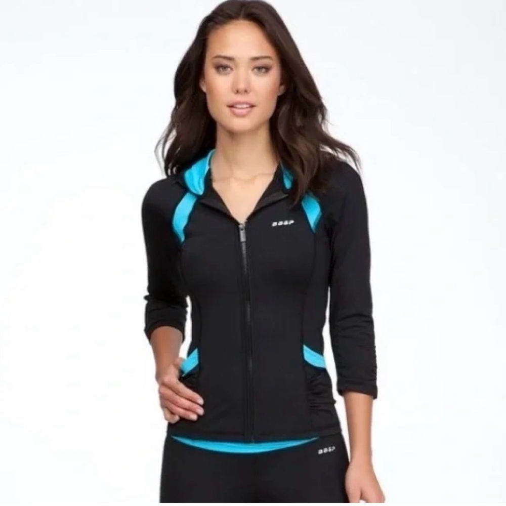 Black and Blue Zip-Up Bebe Jacket